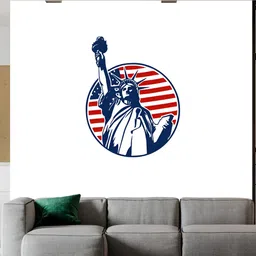 Wallpics Blue & Red Liberty Statue Printed Water Resistant Wall Sticker-image-50