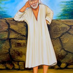 Wallpics Brown & Off White Sai Baba Printed Waterproof Self-Adhesive Wall Sticker-image-50
