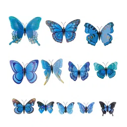 Jaamso Royals Blue 12 Pieces 3D Magnet Butterfly Self Adhesive Wall Stickers-image-73