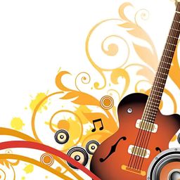Wallpics Orange& Brown Guitar Printed Water Resistant Wall Sticker-4