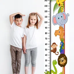 WENS Kids Multicoloured Animals Fun Height Chart Vinyl Wall Sticker-image-34