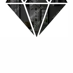 Wall1ders Black Diamond Shape  3D Mirror Wall Stickers-50
