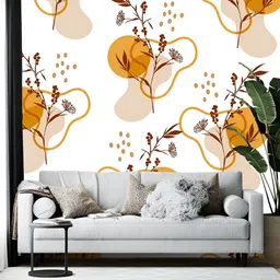 Wallpics White & Orange Printed Self-Adhesive Wallpaper-16