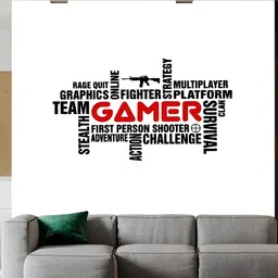 Wallpics White & Red Gamer Printed Waterproof Wall Sticker-image-100