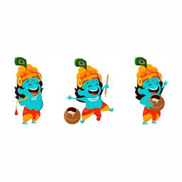 Wallpics Turquoise Blue & Yellow Krishna Printed Waterproof Wall Sticker-image-53
