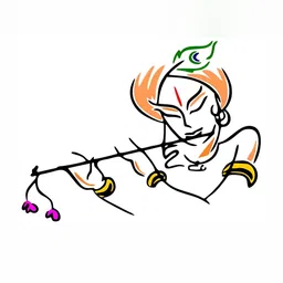 Wallpics Black & Orange-Colored Lord Krishna Printed Water Resistant Wall Sticker-image-10