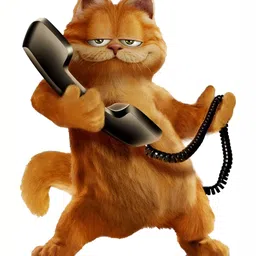 Wallpics Brown & Grey Garfield on the Phone Printed Water Resistant Wall Sticker-image-1