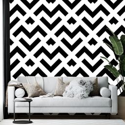 Wallpics Black & White Geometric Printed Self Adhesive Wall Sticker-10