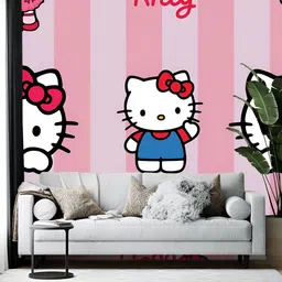 Wallpics Pink & White Hello Kitty Printed Self-Adhesive Wallpaper-image-27