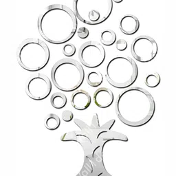 Wall1ders Silver Toned 18  Pieces Tree Rings 3D Mirror Wall Stickers-25