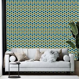 Wallpics Olive Green & Teal Blue Printed Self-Adhesive Wall Sticker-80