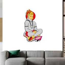 Wallpics Grey & Red Lord Hanuman Printed Water Resistant Wall Sticker-image-85