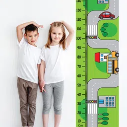 WENS Kids Multicoloured Cars On Road Height Chart Vinyl Wall Sticker-image-75