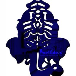 Wall1ders Blue Lord Ganesha Mangal Murti 3D Mirror Wall Sticker-53