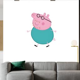 Wallpics White & Pink Papa Pig Printed Waterproof Wall Sticker-image-97