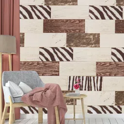 Dakshya Industries White & Brown Zebra Pattern Self Adhesive Wall Stickers-image-2