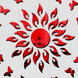 Wall1ders Red Sun & 20-pcs Butterfly 3D Acrylic Mirror Wall Stickers-2