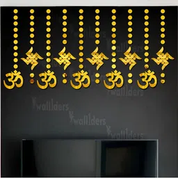 Wall1ders Gold Toned 110 Pieces OM, Swastik & Dot 3D Mirror Wall Stickers-picture-34