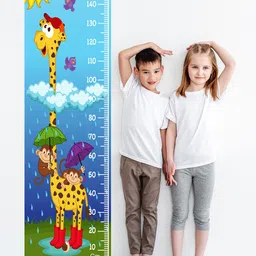 WENS Kids Multicoloured Animals Masti In Rain Height Chart Vinyl Wall Sticker-image-33