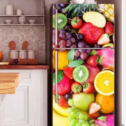 WallDaddy Red & Green Fruits Printed Self-Adhesive Refrigerator Sticker-4