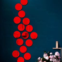 Wall1ders Red 20 Pieces Circle Mirror Wall Stickers-24
