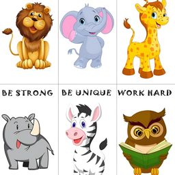 Wallpics Yellow & Blue 6 Pcs Animals With Motivational Quote Printed Wall Stickers-image-41