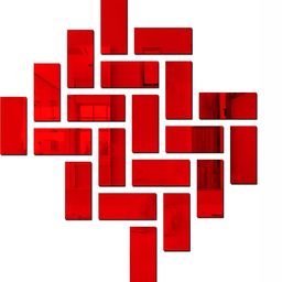 Wall1ders Red 20 Pcs Acrylic 3D Rectangle Wall Stickers-0