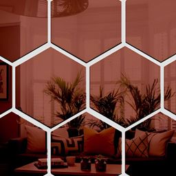 Wall1ders Brown 10 Pcs Hexagon Mirror Wall Stickers-13