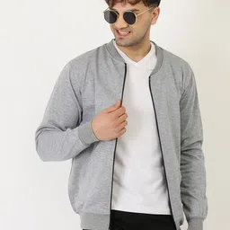 Leotude Collarless Regular Fit Fleece Bomber Jacket-image-88