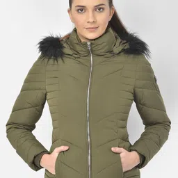 Woods Women Olive Green Camouflage Water Resistant Bomber Jacket-picture-34