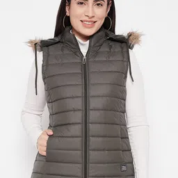 VERO AMORE Faux Fur Trim Detail Sleeveless Lightweight Hooded Tailored Jacket-image-99