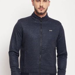 Camey Self Design Mock Collar Lightweight Bomber Jacket-7