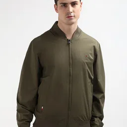 Tommy Hilfiger Men Brown Solid Stand Collar Full Sleeves Open Front Jacket-14