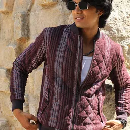 Campus Sutra Striped Windcheater Quilted Jacket-14