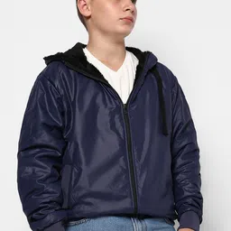 Instafab Boys Hooded Long Sleeves Zip Detail Windcheater Bomber Jacket-picture-19