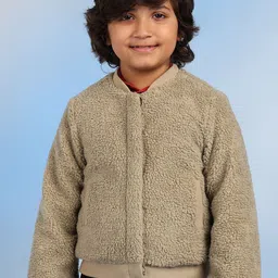 BAESD Boys Stand Collar Self Design Cotton Casual Parka Jacket-image-17