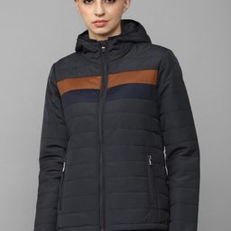 Allen Solly Woman Women Black Brown Cotton Colourblocked Puffer Jacket-image-37