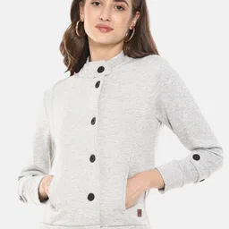 Campus Sutra Women Grey Windcheater Tailored Jacket-image-78