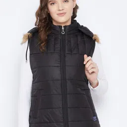 VERO AMORE Women Black Hooded Insulator Parka Jacket-image-42