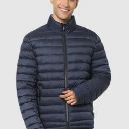 Celio Men Blue Camouflage Striped Padded Jacket-image-3