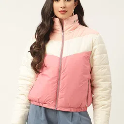 ELLE Women Multicoloured Colourblocked Padded Jacket-image-17