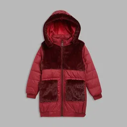 ELLE Girls Maroon Colourblocked Padded Jacket-image-48