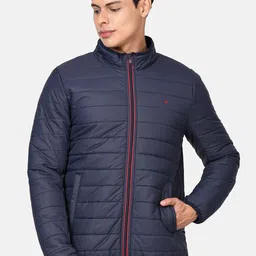 t-base Men Navy Blue Windcheater Padded Jacket-image-53