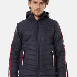 Campus Sutra Men Blue Windcheater Puffer Jacket with Side Stripes-image-86