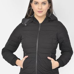 Woods Women Black Water Resistant Puffer Jacket-image-78