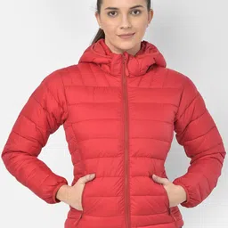 Woodland Women Red Water Resistant Puffer Jacket-image-1