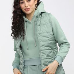 Tokyo Talkies Women Green Crop Puffer Jacket-image-58