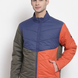 Pepe Jeans Men Olive Green Colourblocked Puffer Jacket-image-84