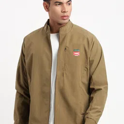 SHOWOFF Long Sleeves Mock Collar Bomber Jacket-11