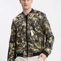 SHOWOFF Abstract Bomber Stand Collar Slim Fit Windcheater Bomber Jacket-picture-6